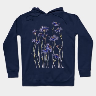 Blue Cornflowers, Illustration Hoodie